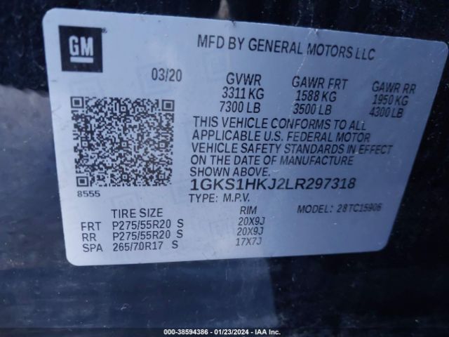 Photo 8 VIN: 1GKS1HKJ2LR297318 - GMC YUKON XL 