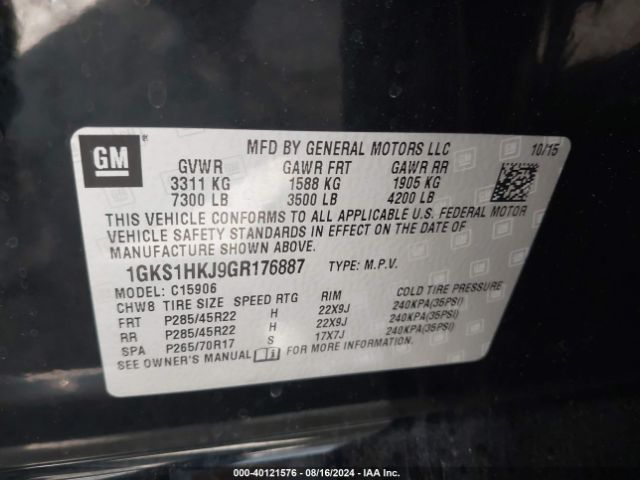 Photo 8 VIN: 1GKS1HKJ9GR176887 - GMC YUKON XL 