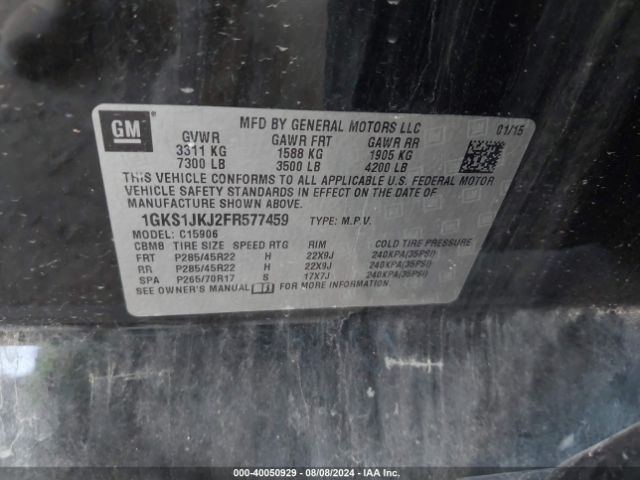 Photo 8 VIN: 1GKS1JKJ2FR577459 - GMC YUKON XL 