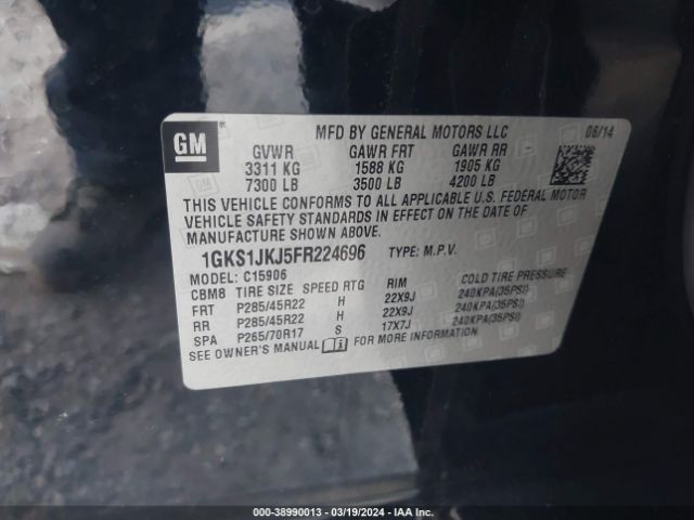 Photo 8 VIN: 1GKS1JKJ5FR224696 - GMC YUKON XL 1500 