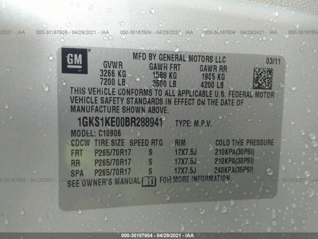 Photo 8 VIN: 1GKS1KE00BR288941 - GMC YUKON XL 