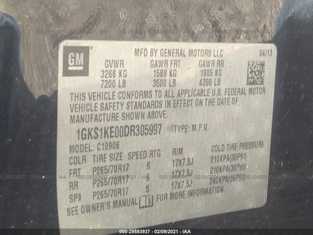 Photo 8 VIN: 1GKS1KE00DR305997 - GMC YUKON XL 