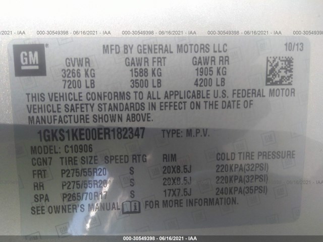 Photo 8 VIN: 1GKS1KE00ER182347 - GMC YUKON XL 