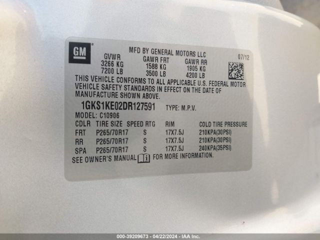 Photo 8 VIN: 1GKS1KE02DR127591 - GMC YUKON XL 1500 