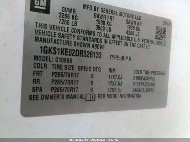 Photo 8 VIN: 1GKS1KE02DR328133 - GMC YUKON XL 