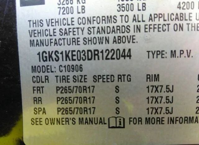 Photo 8 VIN: 1GKS1KE03DR122044 - GMC YUKON XL 