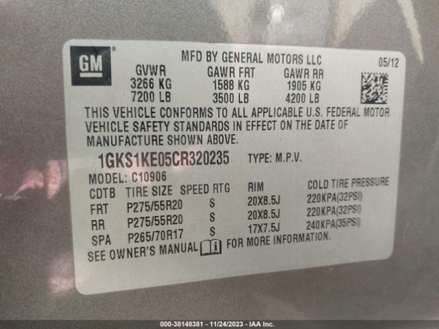 Photo 8 VIN: 1GKS1KE05CR320235 - GMC YUKON XL 1500 