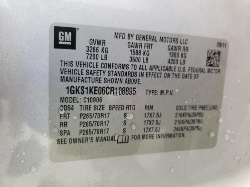 Photo 9 VIN: 1GKS1KE06CR108895 - GMC YUKON XL C 