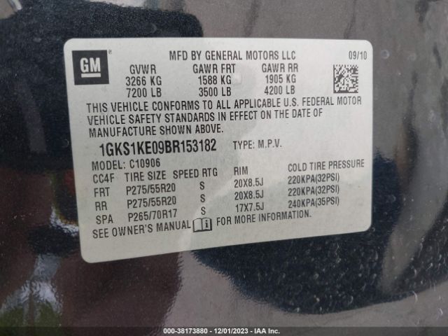 Photo 8 VIN: 1GKS1KE09BR153182 - GMC YUKON XL 