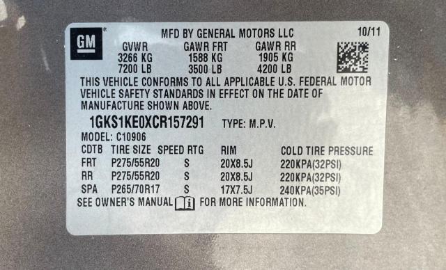 Photo 9 VIN: 1GKS1KE0XCR157291 - GMC YUKON XL C 