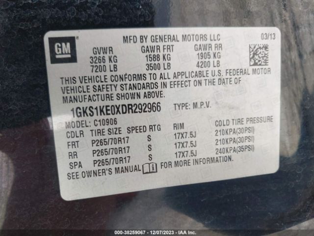 Photo 8 VIN: 1GKS1KE0XDR292966 - GMC YUKON XL 1500 