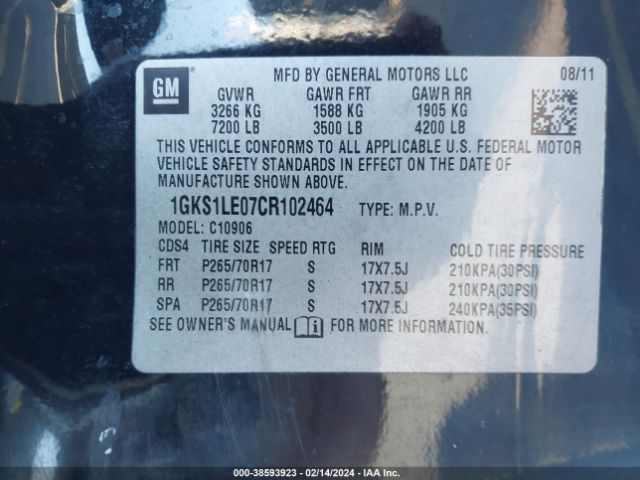 Photo 8 VIN: 1GKS1LE07CR102464 - GMC YUKON XL 1500 