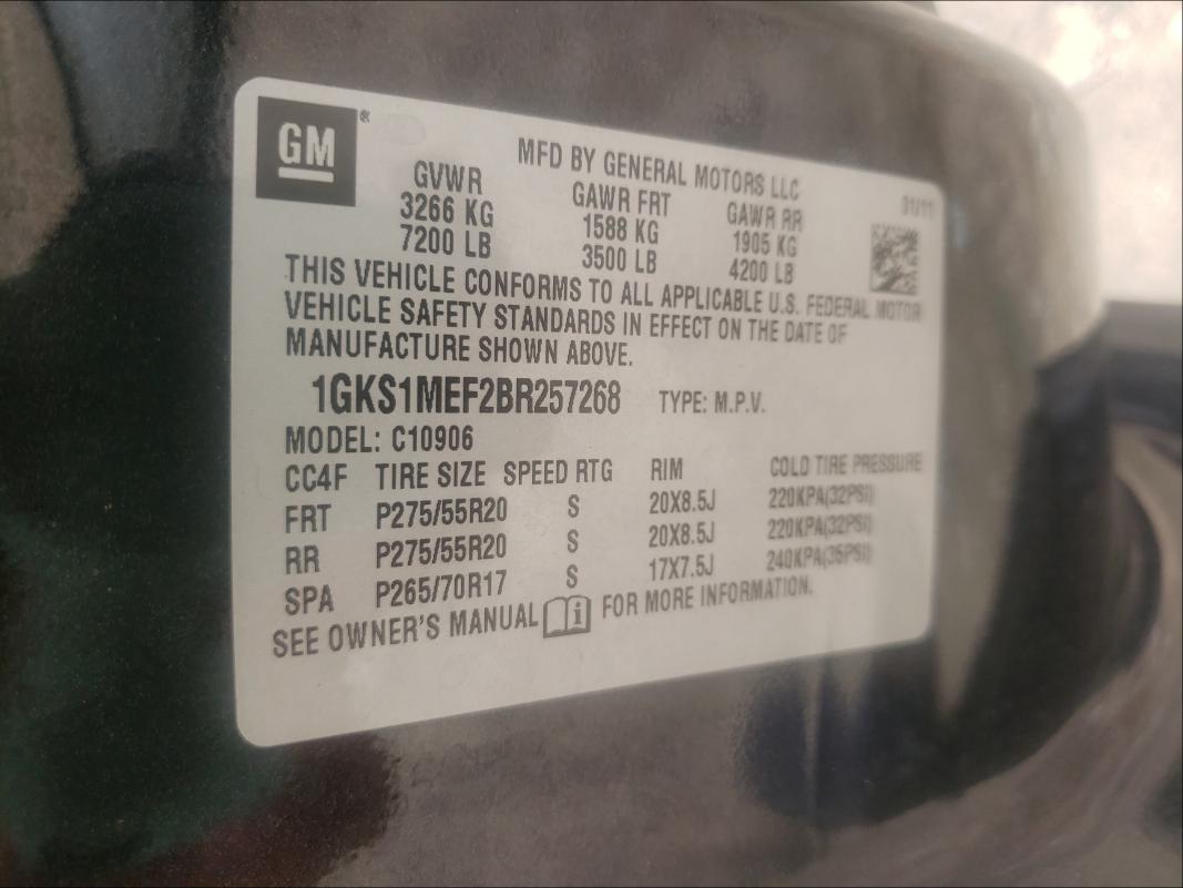 Photo 9 VIN: 1GKS1MEF2BR257268 - GMC YUKON XL D 