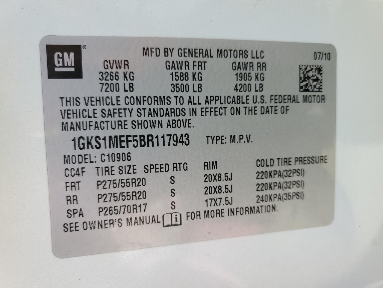 Photo 12 VIN: 1GKS1MEF5BR117943 - GMC YUKON 