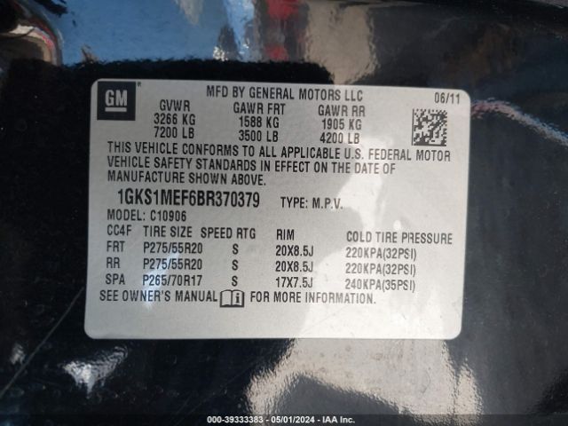 Photo 8 VIN: 1GKS1MEF6BR370379 - GMC YUKON XL 1500 