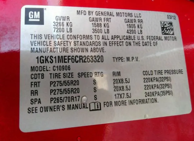 Photo 8 VIN: 1GKS1MEF6CR263320 - GMC YUKON XL 