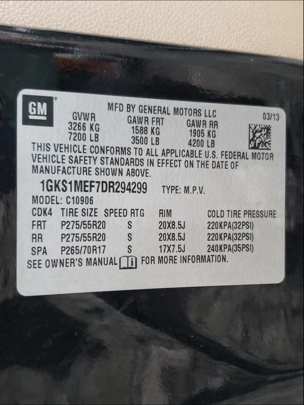 Photo 9 VIN: 1GKS1MEF7DR294299 - GMC YUKON XL D 