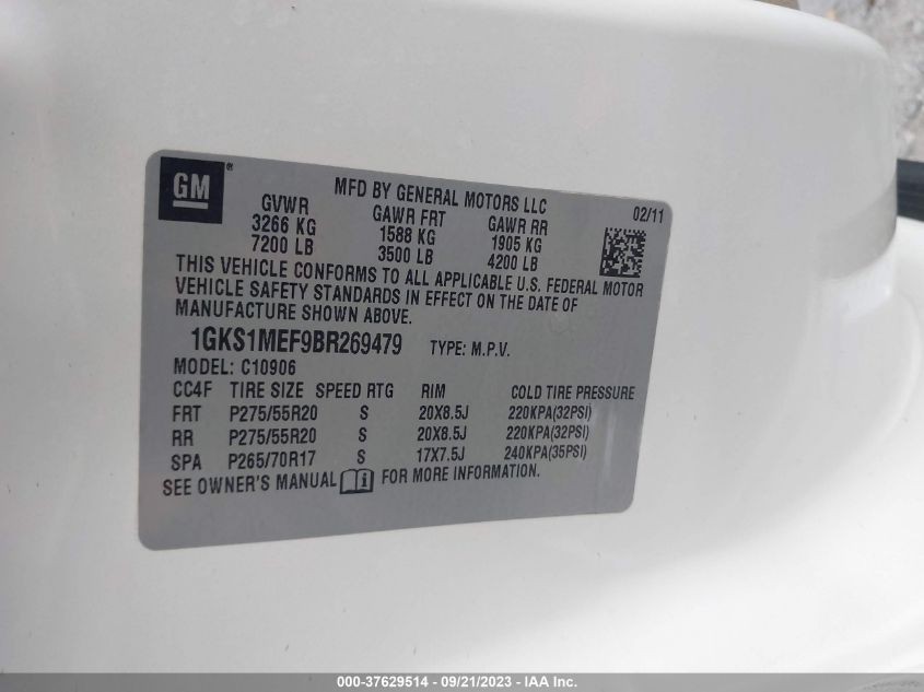 Photo 8 VIN: 1GKS1MEF9BR269479 - GMC YUKON 