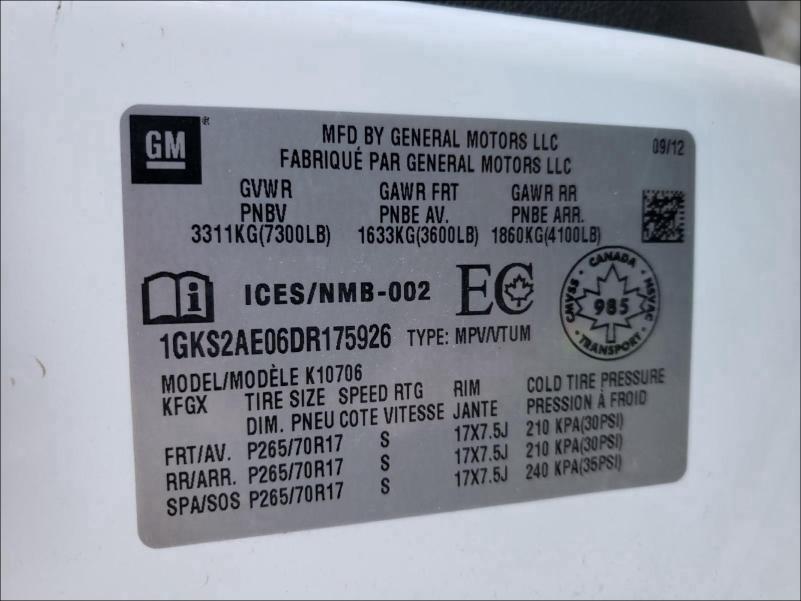 Photo 9 VIN: 1GKS2AE06DR175926 - GMC YUKON SLE 