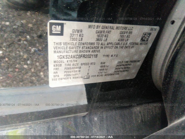 Photo 8 VIN: 1GKS2AKC0FR202118 - GMC YUKON 