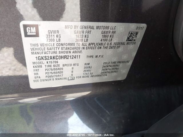 Photo 8 VIN: 1GKS2AKC0HR212411 - GMC YUKON 