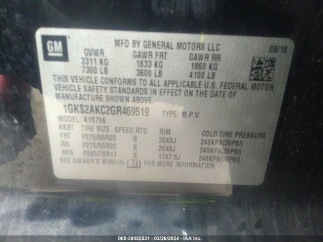 Photo 8 VIN: 1GKS2AKC2GR469519 - GMC YUKON 