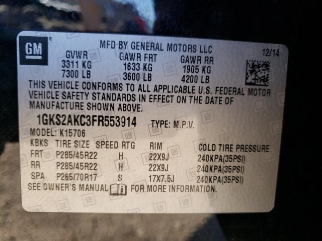 Photo 9 VIN: 1GKS2AKC3FR553914 - GMC YUKON SLE 