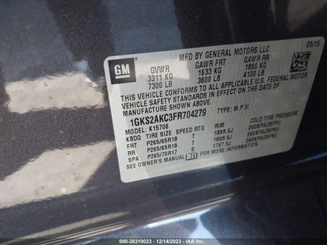 Photo 8 VIN: 1GKS2AKC3FR704279 - GMC YUKON 