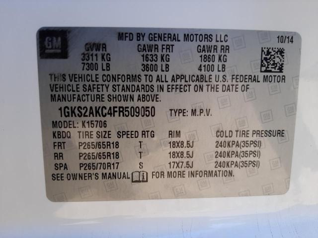 Photo 9 VIN: 1GKS2AKC4FR509050 - GMC YUKON SLE 