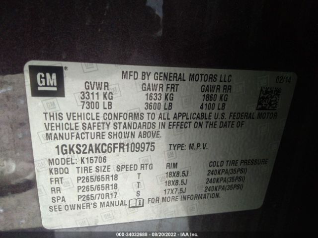 Photo 8 VIN: 1GKS2AKC6FR109975 - GMC YUKON 