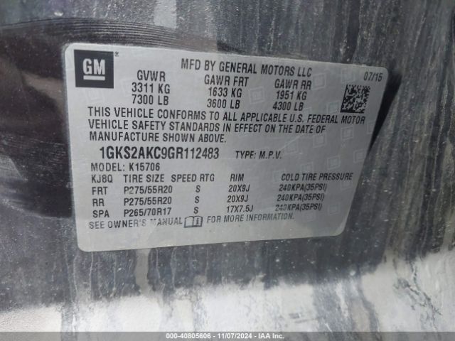 Photo 8 VIN: 1GKS2AKC9GR112483 - GMC YUKON 