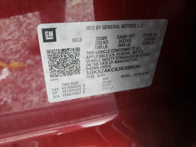 Photo 9 VIN: 1GKS2AKC9JR389934 - GMC YUKON SLE 