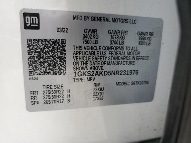 Photo 12 VIN: 1GKS2AKD5NR231976 - GMC YUKON SLE 