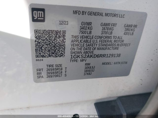 Photo 8 VIN: 1GKS2AKD6RR129138 - GMC YUKON 