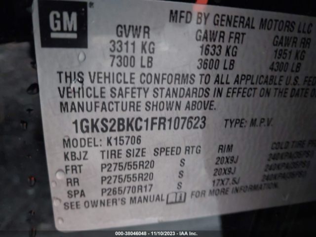 Photo 8 VIN: 1GKS2BKC1FR107623 - GMC YUKON 