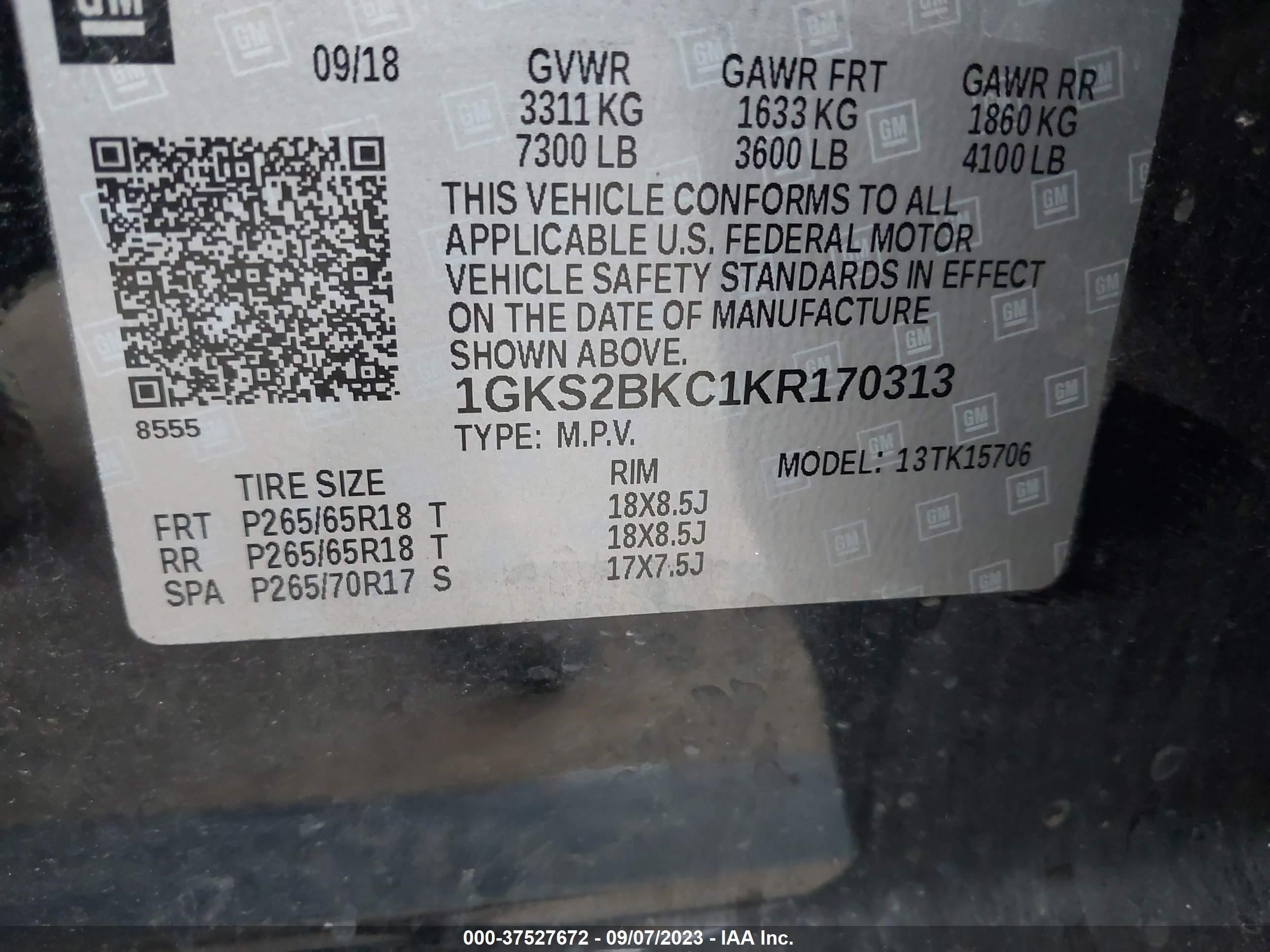 Photo 8 VIN: 1GKS2BKC1KR170313 - GMC YUKON 