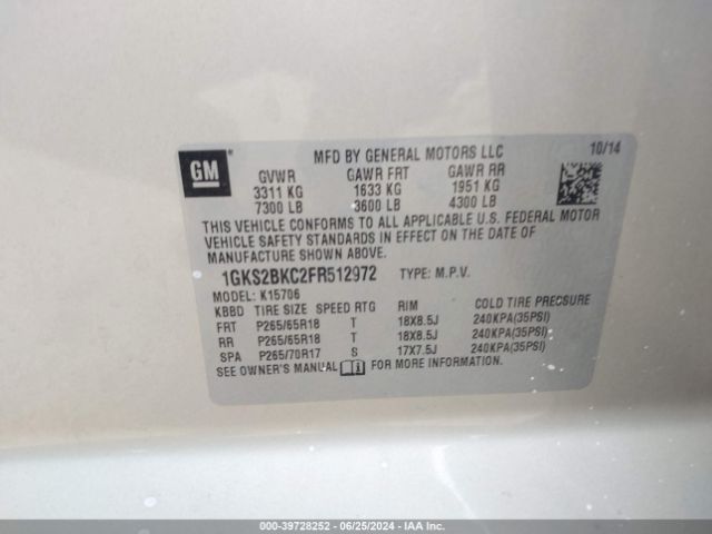 Photo 8 VIN: 1GKS2BKC2FR512972 - GMC YUKON 