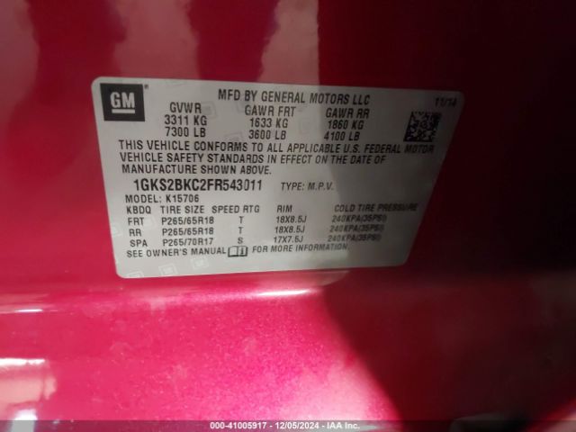 Photo 8 VIN: 1GKS2BKC2FR543011 - GMC YUKON 