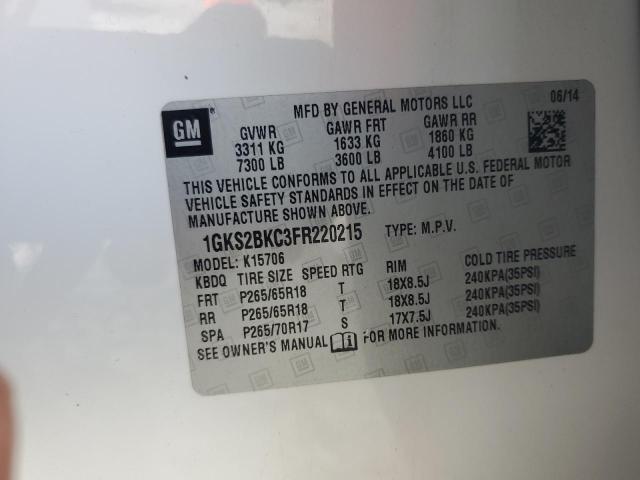 Photo 12 VIN: 1GKS2BKC3FR220215 - GMC YUKON SLT 