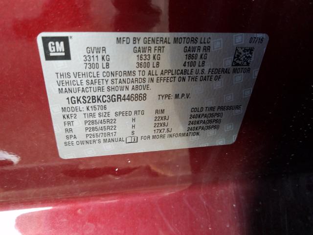 Photo 9 VIN: 1GKS2BKC3GR446868 - GMC YUKON SLT 