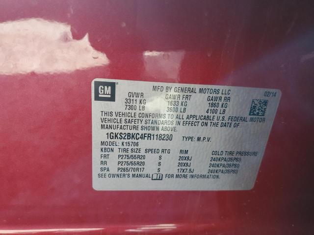 Photo 12 VIN: 1GKS2BKC4FR118230 - GMC YUKON SLT 