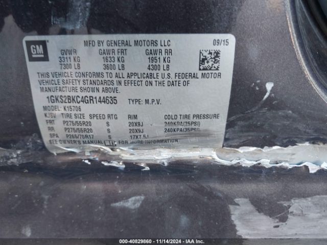 Photo 8 VIN: 1GKS2BKC4GR144635 - GMC YUKON 