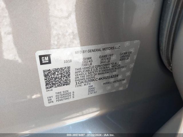 Photo 8 VIN: 1GKS2BKC4KR214224 - GMC YUKON 