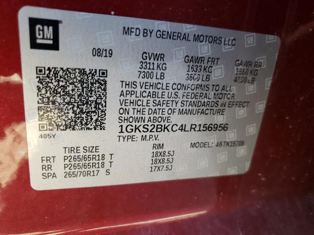 Photo 9 VIN: 1GKS2BKC4LR156956 - GMC YUKON SLT 