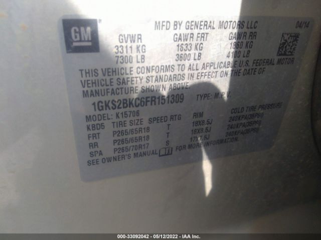 Photo 8 VIN: 1GKS2BKC6FR151309 - GMC YUKON 