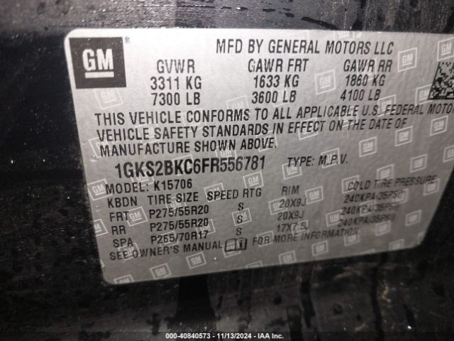 Photo 8 VIN: 1GKS2BKC6FR556781 - GMC YUKON 