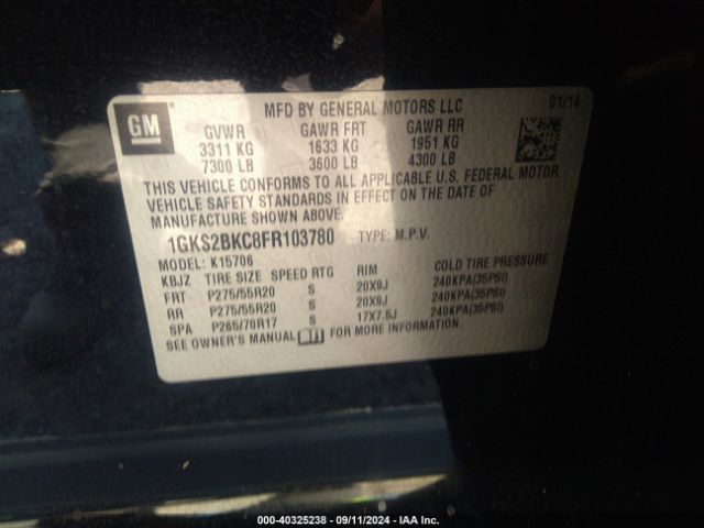 Photo 8 VIN: 1GKS2BKC8FR103780 - GMC YUKON 