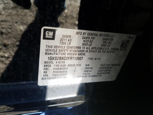 Photo 9 VIN: 1GKS2BKC8FR110907 - GMC YUKON SLT 