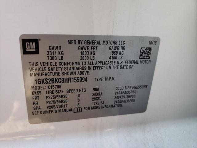 Photo 9 VIN: 1GKS2BKC8HR155994 - GMC YUKON SLT 