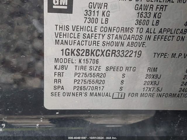 Photo 8 VIN: 1GKS2BKCXGR332219 - GMC YUKON 